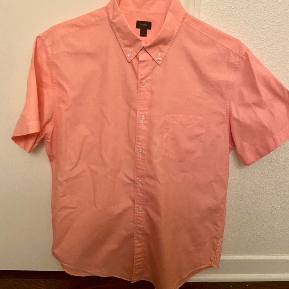 Men’s J.Crew Short Sleeve Button Down Oxford Coral